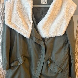 La Hearts Utility Jacket with Cream Faux Fur Collar